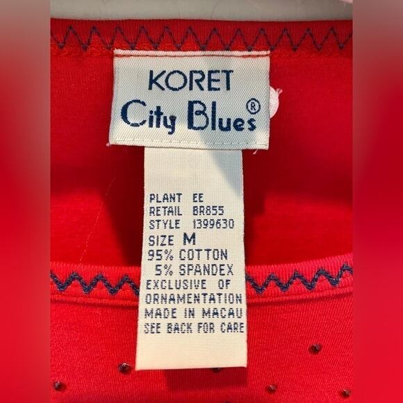 KORET CITY BLUES | Vintage Red Studded Knit Short Sleeve Tee Top | Medium - Picture 3 of 5